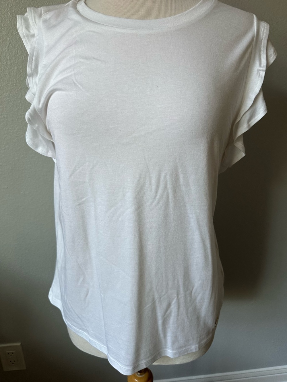 Michael Kors White Ruffle Sleeve Tank Top